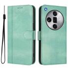 For OPPO Find X7 Ultra Line Splicing Buckle Retro Leather Phone Case(Mint) - 2