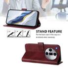 For OPPO Find X7 Ultra Line Splicing Buckle Retro Leather Phone Case(Wine Red) - 3