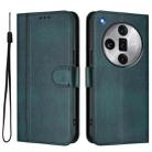 For OPPO Find X7 Ultra Line Splicing Buckle Retro Leather Phone Case(Dark Green) - 2