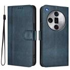 For OPPO Find X7 Ultra Line Splicing Buckle Retro Leather Phone Case(Dark Blue) - 2