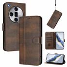 For OPPO Find X7 Ultra Line Splicing Buckle Retro Leather Phone Case(Brown) - 1