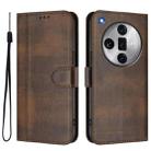 For OPPO Find X7 Ultra Line Splicing Buckle Retro Leather Phone Case(Brown) - 2