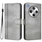 For OPPO Find X8 5G Line Splicing Buckle Retro Leather Phone Case(Grey) - 2