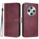 For OPPO Find X8 5G Line Splicing Buckle Retro Leather Phone Case(Wine Red) - 2