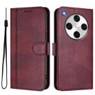 For OPPO Find X8 Pro 5G Line Splicing Buckle Retro Leather Phone Case(Wine Red) - 2