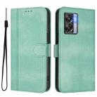 For OPPO K10 5G Global / A77 5G Line Splicing Buckle Retro Leather Phone Case(Mint) - 2