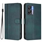 For OPPO K10 5G Global / A77 5G Line Splicing Buckle Retro Leather Phone Case(Dark Green) - 2