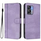 For OPPO K10 5G Global / A77 5G Line Splicing Buckle Retro Leather Phone Case(Purple) - 2