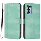 For OPPO Reno5 4G / 5G / Find X3 Lite Line Splicing Buckle Retro Leather Phone Case(Mint) - 2