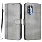 For OPPO Reno5 4G / 5G / Find X3 Lite Line Splicing Buckle Retro Leather Phone Case(Grey) - 2