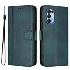 For OPPO Reno5 4G / 5G / Find X3 Lite Line Splicing Buckle Retro Leather Phone Case(Dark Green) - 2