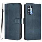 For OPPO Reno5 4G / 5G / Find X3 Lite Line Splicing Buckle Retro Leather Phone Case(Dark Blue) - 2