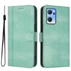 For OPPO Reno7 5G Global / Find X5 Lite Line Splicing Buckle Retro Leather Phone Case(Mint) - 2