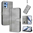 For OPPO Reno7 5G Global / Find X5 Lite Line Splicing Buckle Retro Leather Phone Case(Grey) - 1
