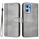 For OPPO Reno7 5G Global / Find X5 Lite Line Splicing Buckle Retro Leather Phone Case(Grey) - 2