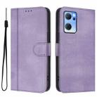 For OPPO Reno7 5G Global / Find X5 Lite Line Splicing Buckle Retro Leather Phone Case(Purple) - 2