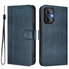 For OPPO Reno8 4G / Reno7 4G Global Line Splicing Buckle Retro Leather Phone Case(Dark Blue) - 2