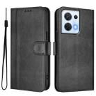 For OPPO Reno8 5G Line Splicing Buckle Retro Leather Phone Case(Black) - 2