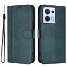 For OPPO Reno8 5G Line Splicing Buckle Retro Leather Phone Case(Dark Green) - 2