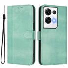 For OPPO Reno8 Pro 5G Global Line Splicing Buckle Retro Leather Phone Case(Mint) - 2