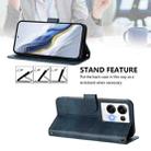 For OPPO Reno8 Pro 5G Global Line Splicing Buckle Retro Leather Phone Case(Dark Blue) - 3