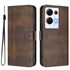 For OPPO Reno8 Pro 5G Global Line Splicing Buckle Retro Leather Phone Case(Brown) - 2