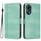 For OPPO Reno8 T 4G Global Line Splicing Buckle Retro Leather Phone Case(Mint) - 2