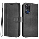 For OPPO Reno8 T 4G Global Line Splicing Buckle Retro Leather Phone Case(Black) - 2