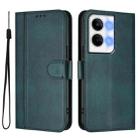 For OPPO Reno9 5G / Reno9 Pro 5G Line Splicing Buckle Retro Leather Phone Case(Dark Green) - 2
