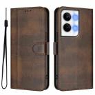 For OPPO Reno9 5G / Reno9 Pro 5G Line Splicing Buckle Retro Leather Phone Case(Brown) - 2