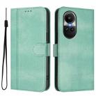 For OPPO Reno10 5G / Reno10 Pro Global Line Splicing Buckle Retro Leather Phone Case(Mint) - 2
