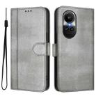 For OPPO Reno10 5G / Reno10 Pro Global Line Splicing Buckle Retro Leather Phone Case(Grey) - 2