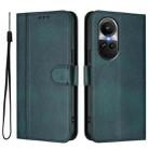 For OPPO Reno10 5G / Reno10 Pro Global Line Splicing Buckle Retro Leather Phone Case(Dark Green) - 2