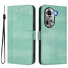 For OPPO Reno11 5G Global Line Splicing Buckle Retro Leather Phone Case(Mint) - 2