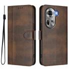 For OPPO Reno11 5G Global Line Splicing Buckle Retro Leather Phone Case(Brown) - 2