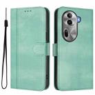 For OPPO Reno11 Pro 5G Global Line Splicing Buckle Retro Leather Phone Case(Mint) - 2