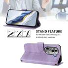 For OPPO Reno11 Pro 5G Global Line Splicing Buckle Retro Leather Phone Case(Purple) - 3