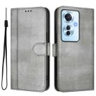 For OPPO Reno11 F 5G Global / F25 Pro 5G India Line Splicing Buckle Retro Leather Phone Case(Grey) - 2