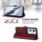 For OPPO Reno11 F 5G Global / F25 Pro 5G India Line Splicing Buckle Retro Leather Phone Case(Wine Red) - 3