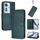 For OPPO Reno11 F 5G Global / F25 Pro 5G India Line Splicing Buckle Retro Leather Phone Case(Dark Green) - 1