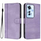For OPPO Reno11 F 5G Global / F25 Pro 5G India Line Splicing Buckle Retro Leather Phone Case(Purple) - 2
