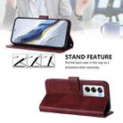 For OPPO Reno12 5G Global Line Splicing Buckle Retro Leather Phone Case(Wine Red) - 3