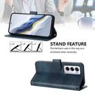 For OPPO Reno12 5G Global Line Splicing Buckle Retro Leather Phone Case(Dark Blue) - 3