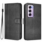 For OPPO Reno12 Pro 5G Global Line Splicing Buckle Retro Leather Phone Case(Black) - 2