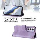 For OPPO Reno12 Pro 5G Global Line Splicing Buckle Retro Leather Phone Case(Purple) - 3
