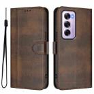 For OPPO Reno12 Pro 5G Global Line Splicing Buckle Retro Leather Phone Case(Brown) - 2