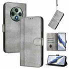 For OPPO Reno12 F 5G / 4G / F27 5G India Line Splicing Buckle Retro Leather Phone Case(Grey) - 1