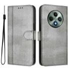For OPPO Reno12 F 5G / 4G / F27 5G India Line Splicing Buckle Retro Leather Phone Case(Grey) - 2