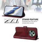 For OPPO Reno12 F 5G / 4G / F27 5G India Line Splicing Buckle Retro Leather Phone Case(Wine Red) - 3