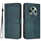 For OPPO Reno12 F 5G / 4G / F27 5G India Line Splicing Buckle Retro Leather Phone Case(Dark Green) - 2